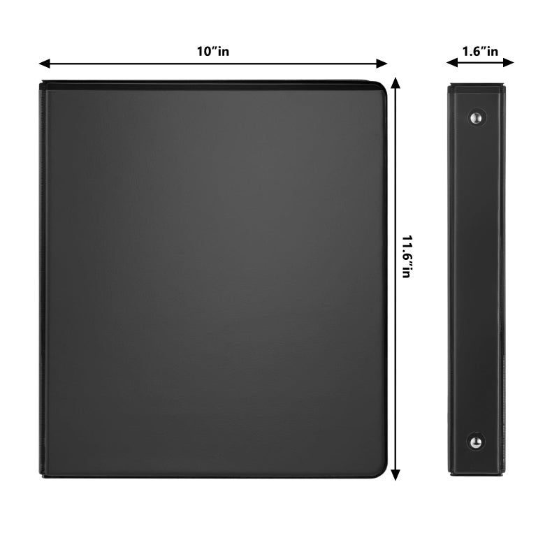 COMIX Sturdy 3 Ring Binder 1 inch with Clear View Cover, 1" Round Ring View Binder, PVC-Free, 200 Sheets Capacity of US Letter Size Paper, Office ï¼† School Supplies, 6 Pack (Black) - Image 3